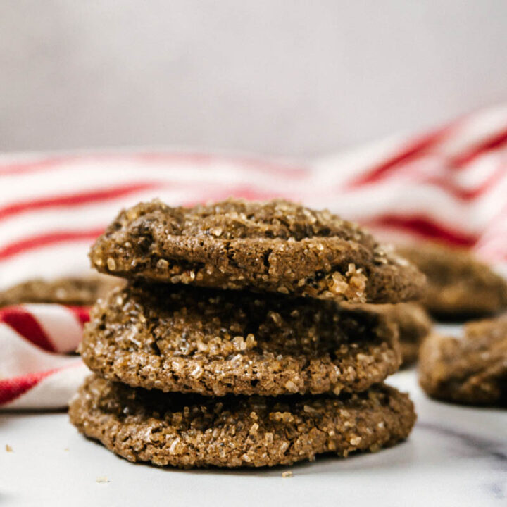 3 cherry cookies stacked on top of each other